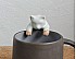 Cat Figurine Hanging on Mug, Matte Glaze