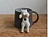 Cat Figurine Hanging on Mug, Matte Glaze